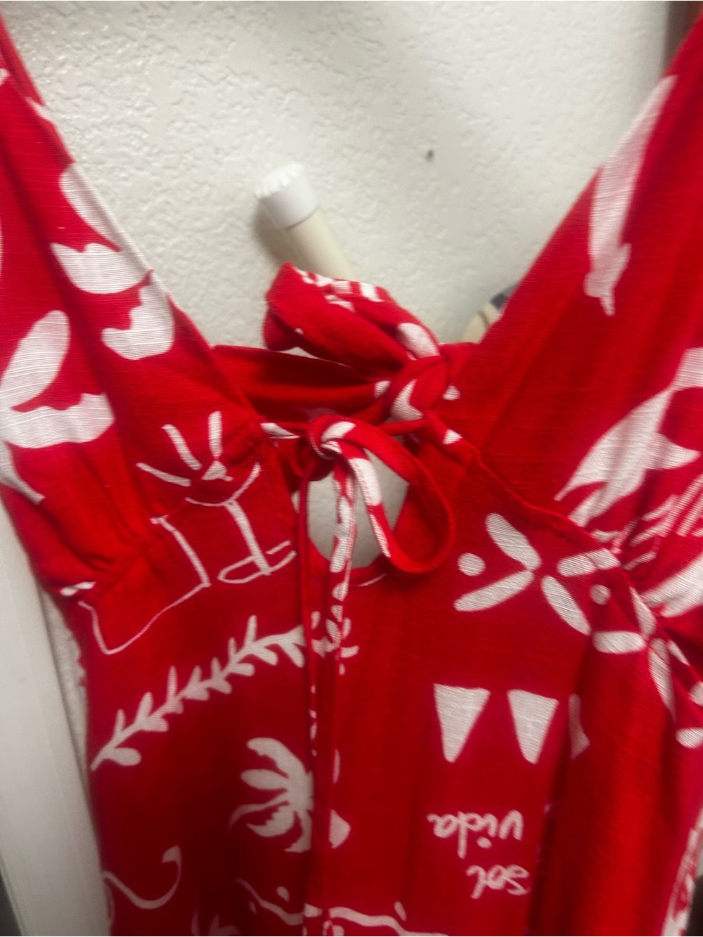 Anthropologie Red and White Backless Tie-Back Sundress